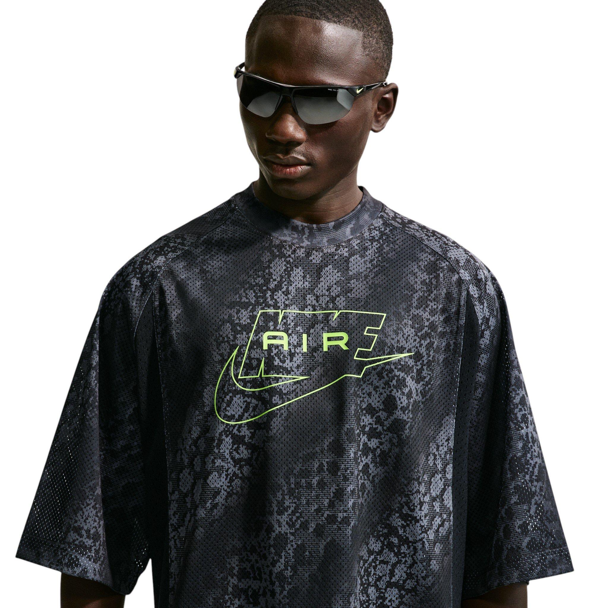 Nike Men's Air All-Over Print Mesh Jersey - Dark Smoke Grey/Black/Volt - DK GREY/BLACK/VOLT
